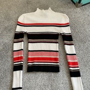 Striped ribbed turtle neck